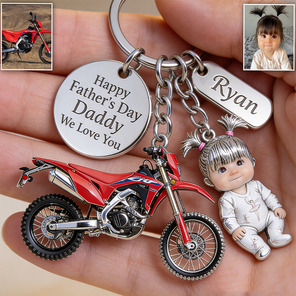 PAPA MOTARD - Porte-clés de motard personnalisé avec charms