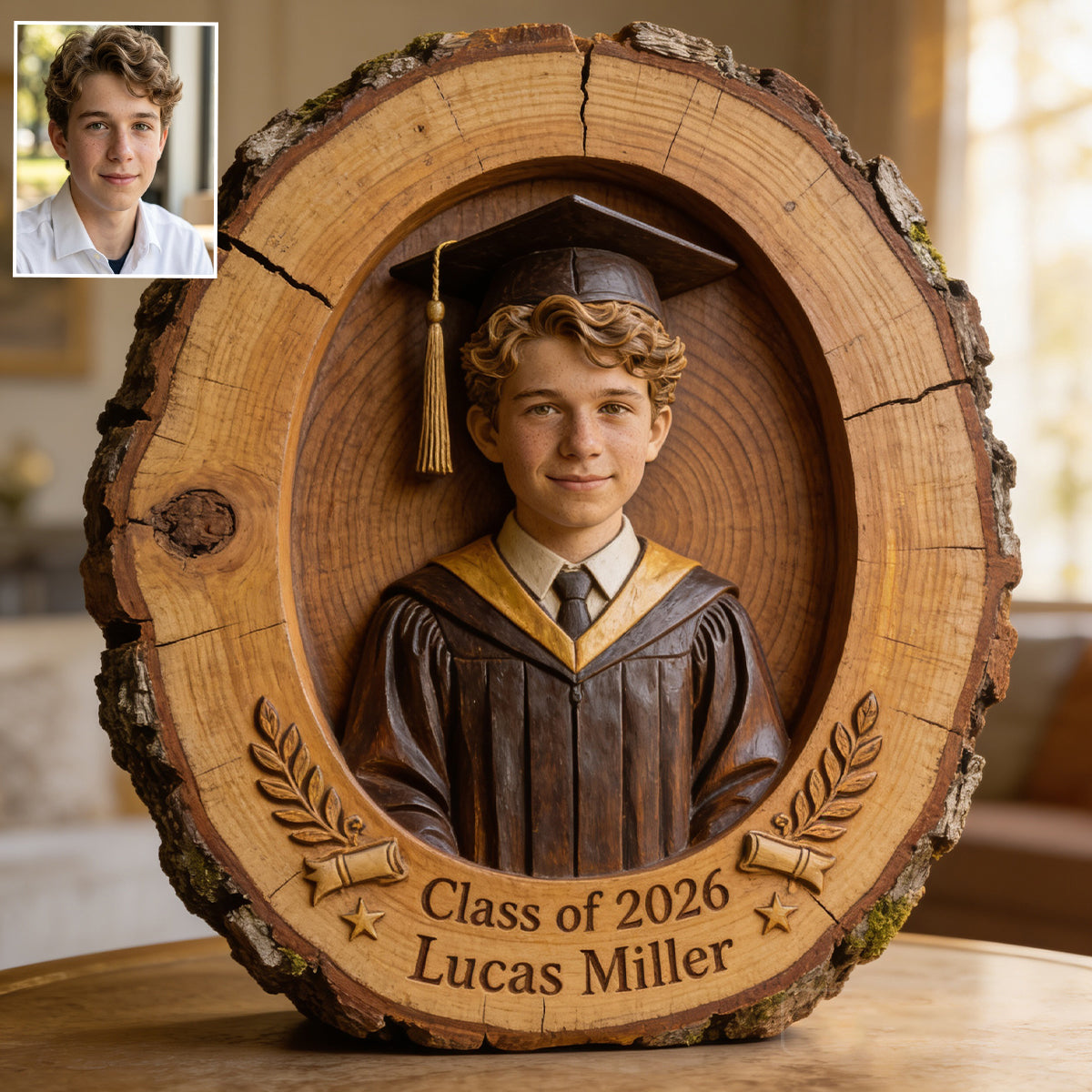 Cadeau de Graduation Heureux - Plaque en Bois Personnalisée en Forme Unique