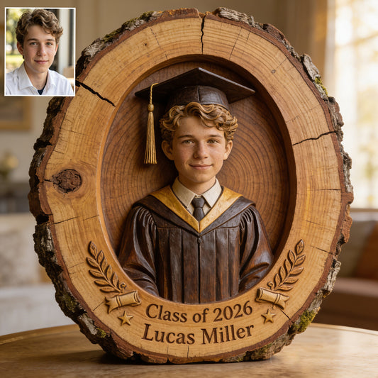 Cadeau de Graduation Heureux - Plaque en Bois Personnalisée en Forme Unique