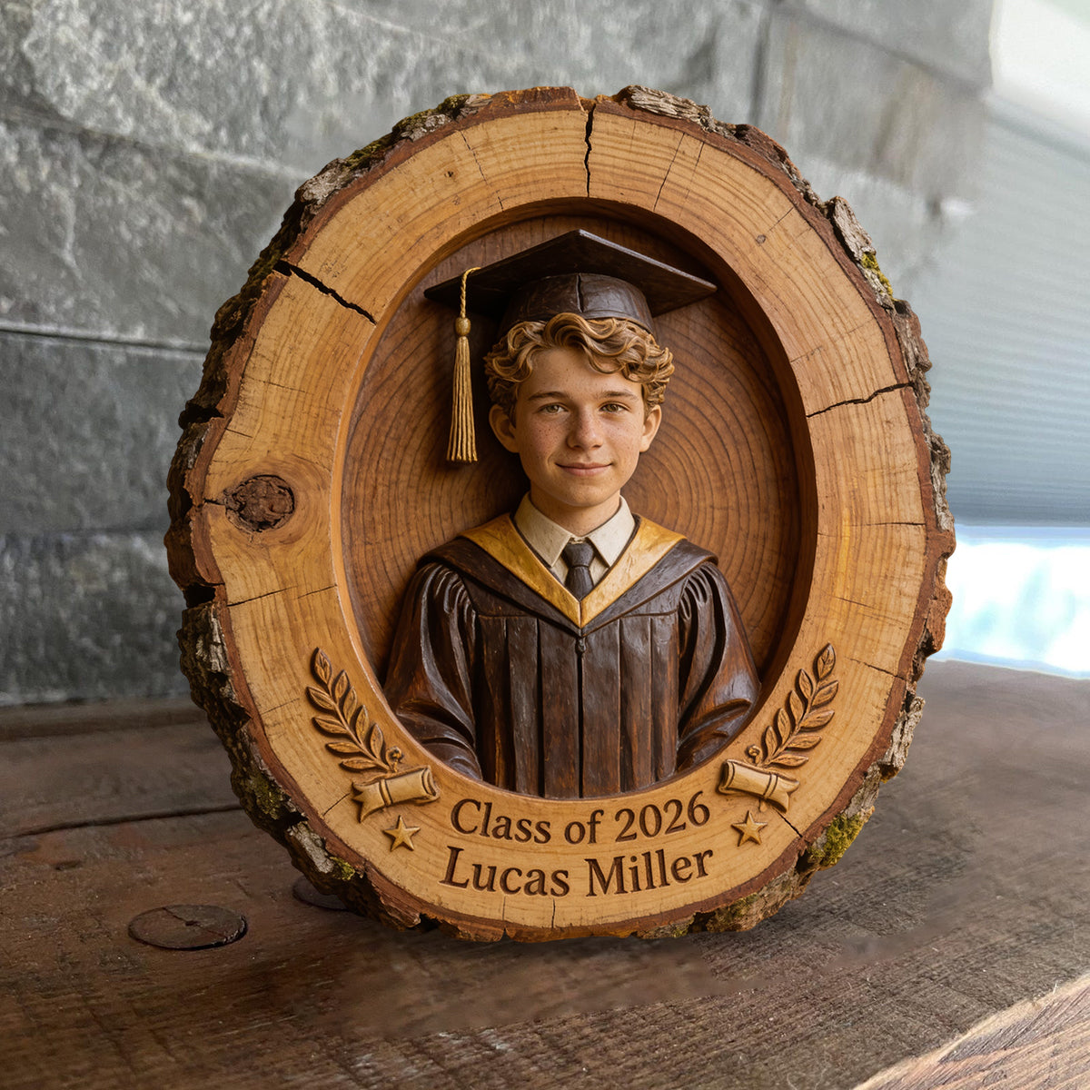 Cadeau de Graduation Heureux - Plaque en Bois Personnalisée en Forme Unique