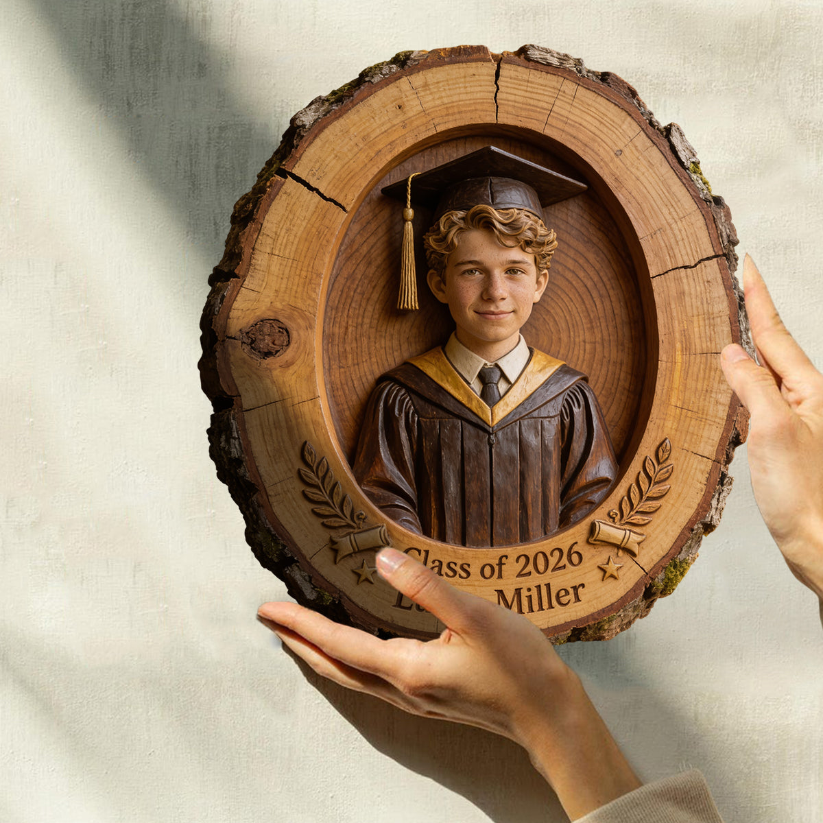 Cadeau de Graduation Heureux - Plaque en Bois Personnalisée en Forme Unique