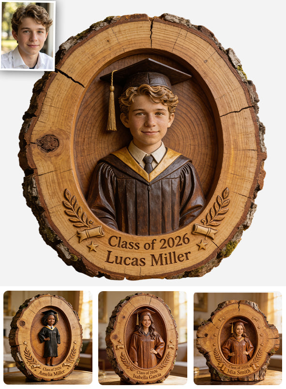 Cadeau de Graduation Heureux - Plaque en Bois Personnalisée en Forme Unique