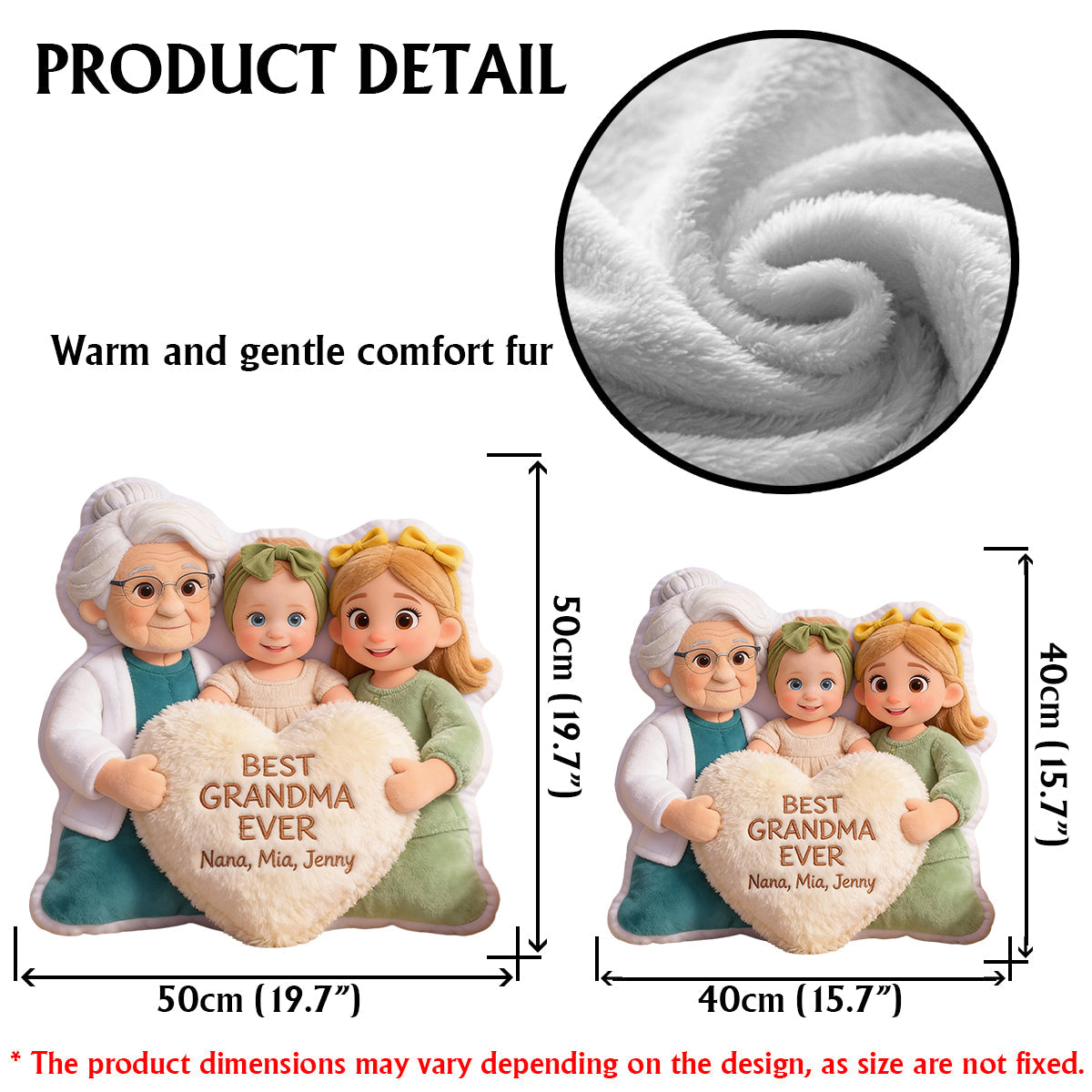 Best Grandma Ever - Personalized Grandma Faux Fur Shaped Pillow