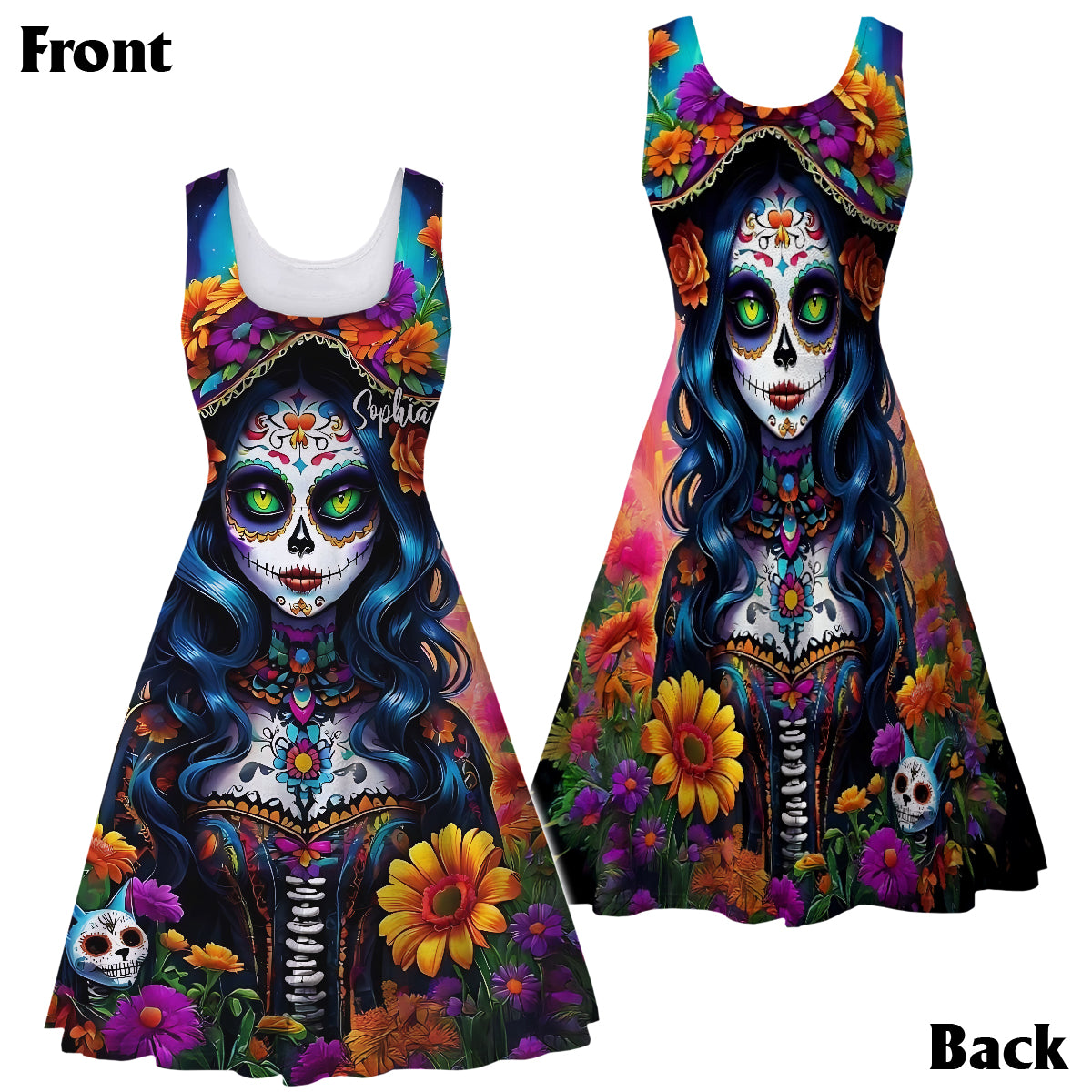 Jusqu'à ce que la mort nous sépare - Chemise hawaïenne et robe sans manches personnalisées à motif tête de mort
