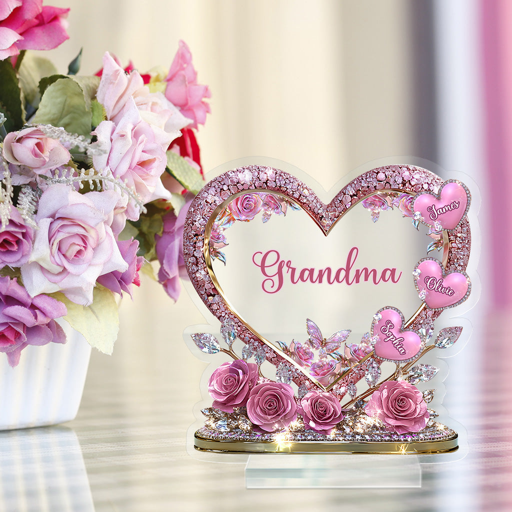 Les chéries de la maman de grand-mère - Plaque acrylique personnalisée en forme de grand-mère