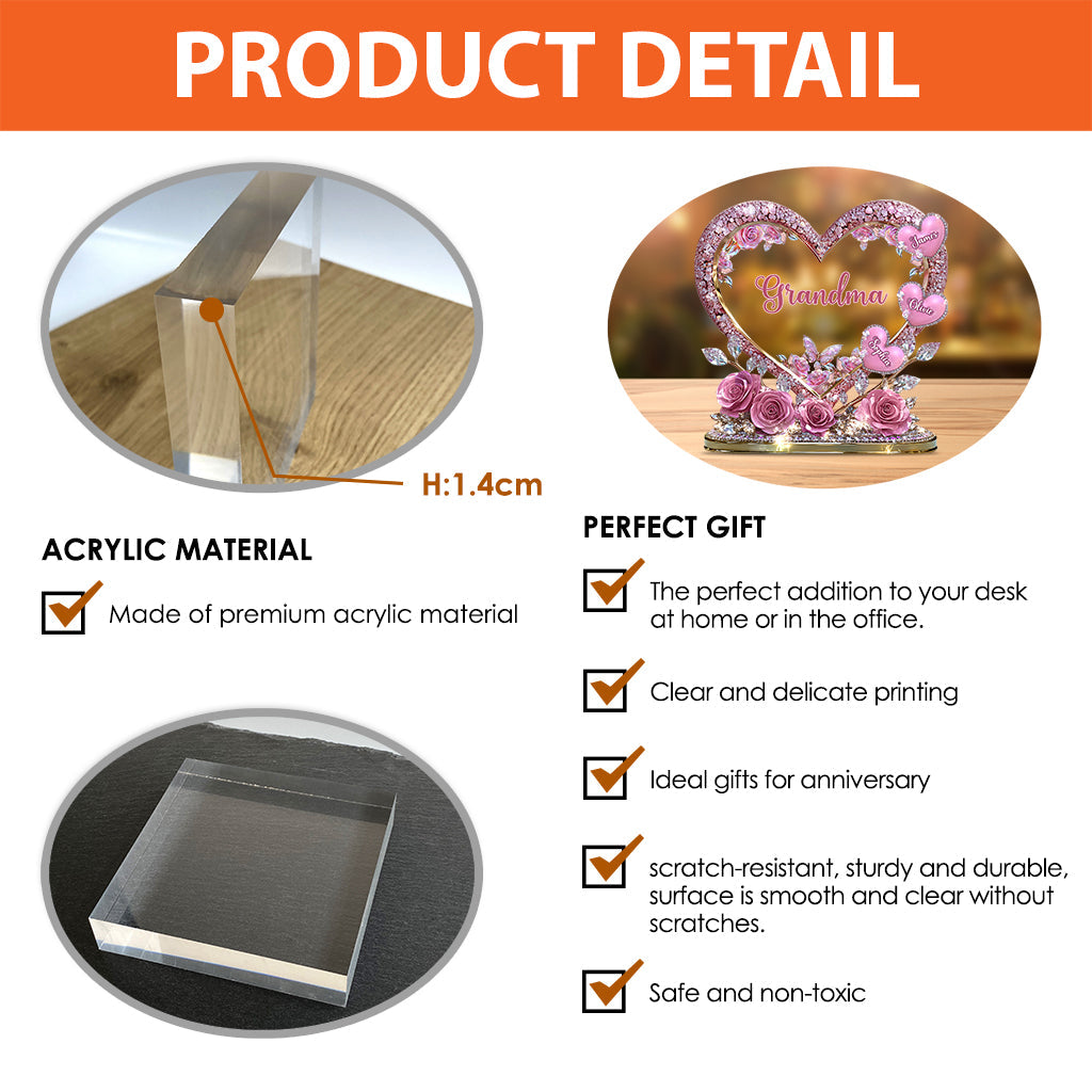 Les chéries de la maman de grand-mère - Plaque acrylique personnalisée en forme de grand-mère