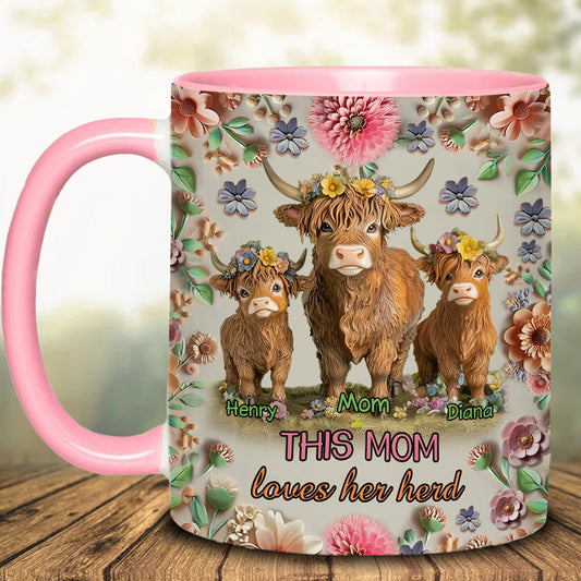 Cette maman aime son troupeau de vaches Highland - Mug personnalisé pour grand-mère