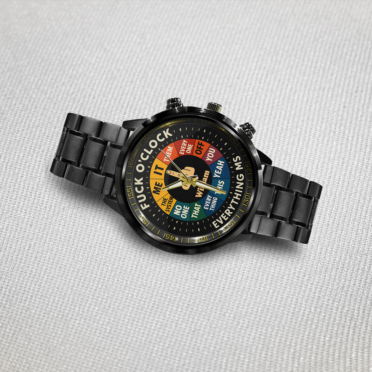 Montre « F*ck O'Clock », cadeau humoristique pour lui ou vos amis - Montre à main sarcastique personnalisée