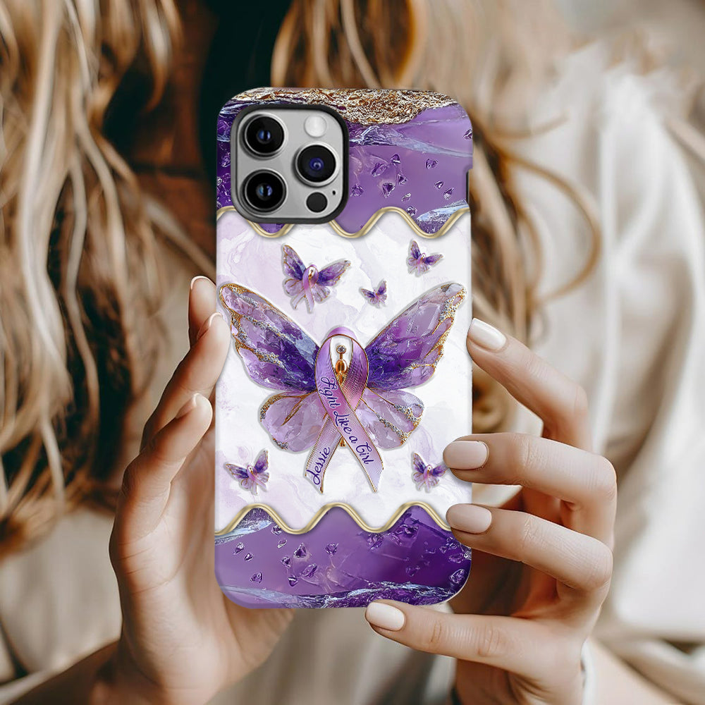 Combattez comme une fille - Coque de téléphone personnalisée avec impression intégrale pour la sensibilisation au lupus