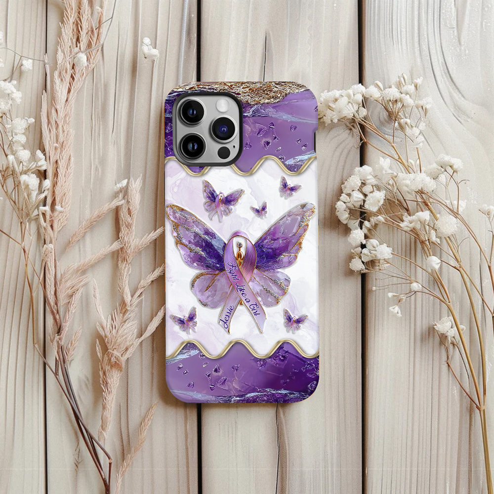 Combattez comme une fille - Coque de téléphone personnalisée avec impression intégrale pour la sensibilisation au lupus