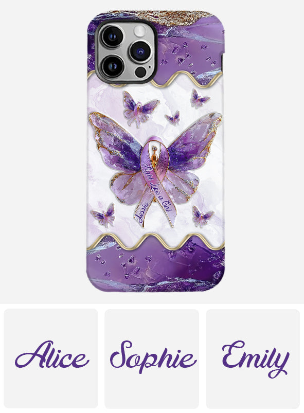 Combattez comme une fille - Coque de téléphone personnalisée avec impression intégrale pour la sensibilisation au lupus