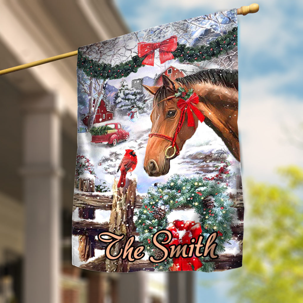 Merry Christmas - Personalized Horse House Flag