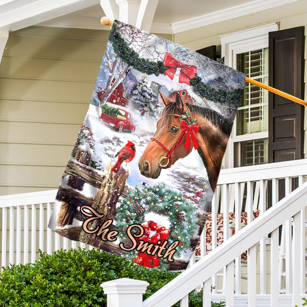Merry Christmas - Personalized Horse House Flag