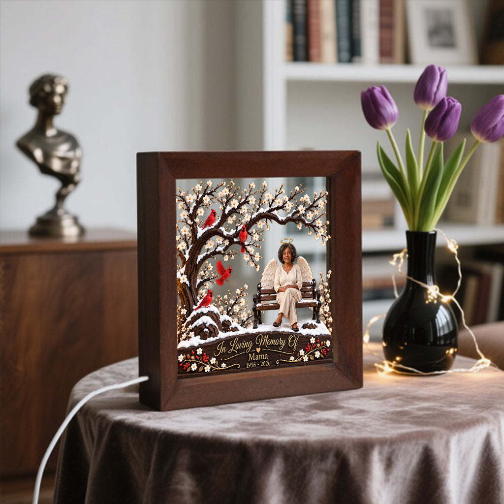 Your Light Will Forever Shine In My Heart - Personalized Memorial Wooden Frame LED Light