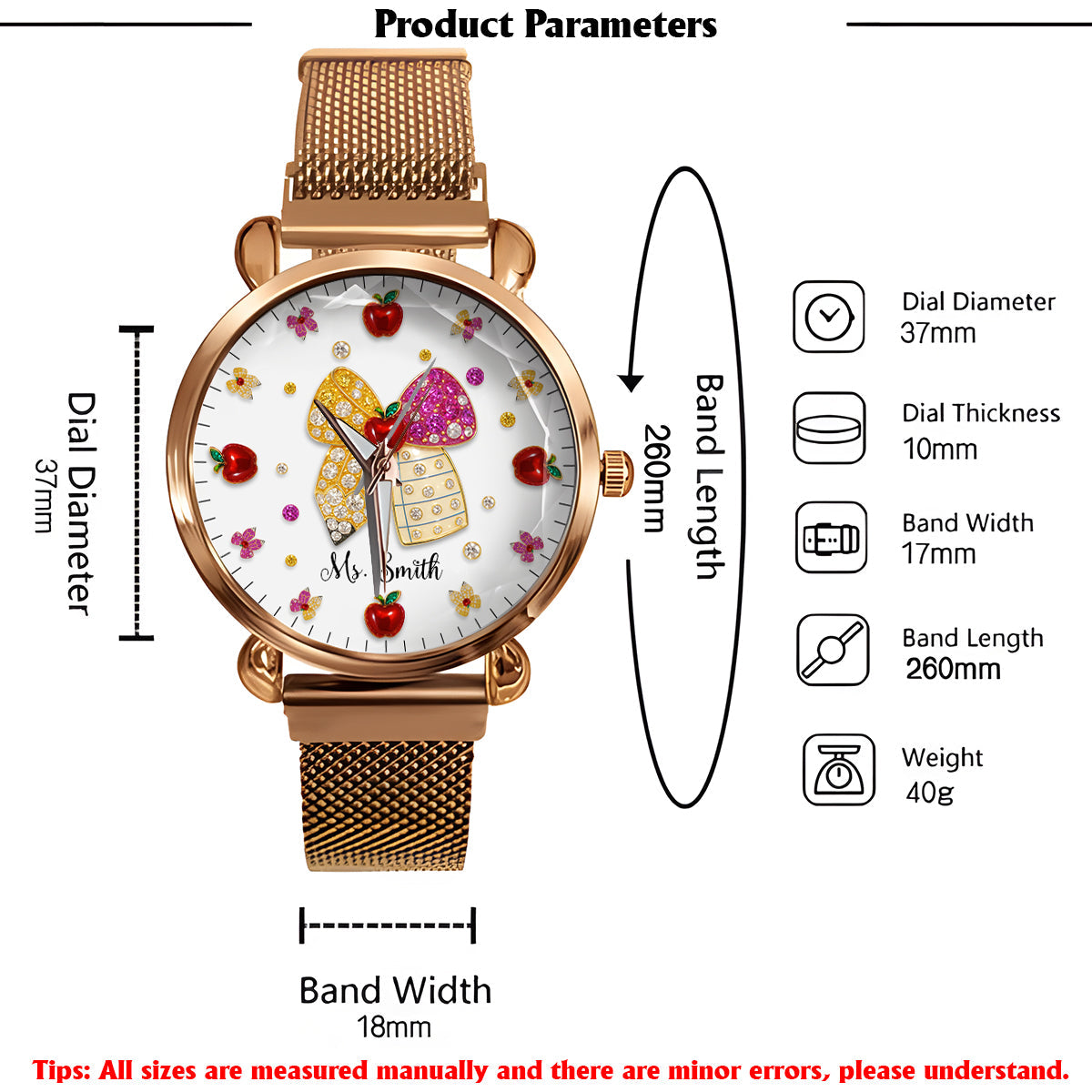 J'adore être enseignante - Montre-bracelet personnalisée pour enseignantes 