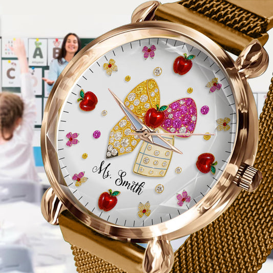 J'adore être enseignante - Montre-bracelet personnalisée pour enseignantes 