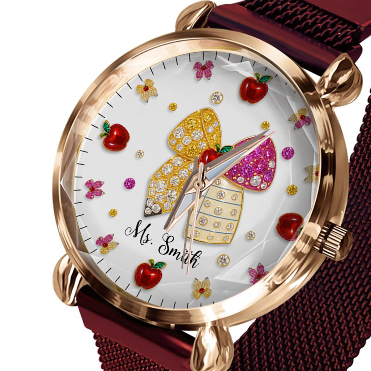 J'adore être enseignante - Montre-bracelet personnalisée pour enseignantes 