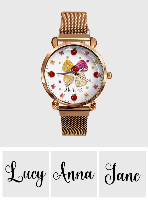 J'adore être enseignante - Montre-bracelet personnalisée pour enseignantes 