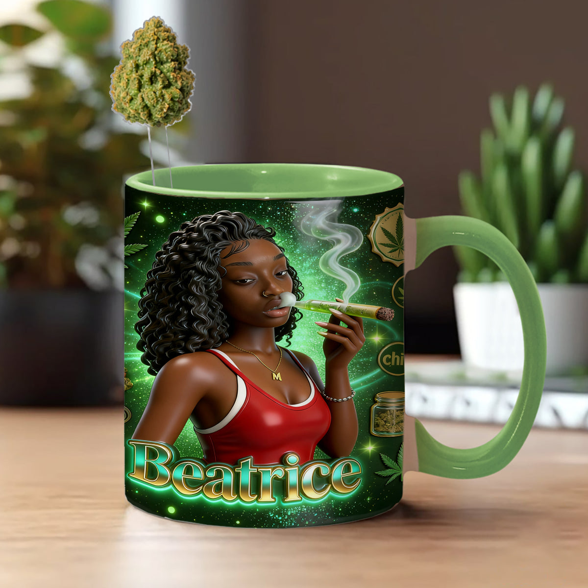 Ensemble « Love Weed » - Mug décoratif personnalisé avec agitateurs en acrylique