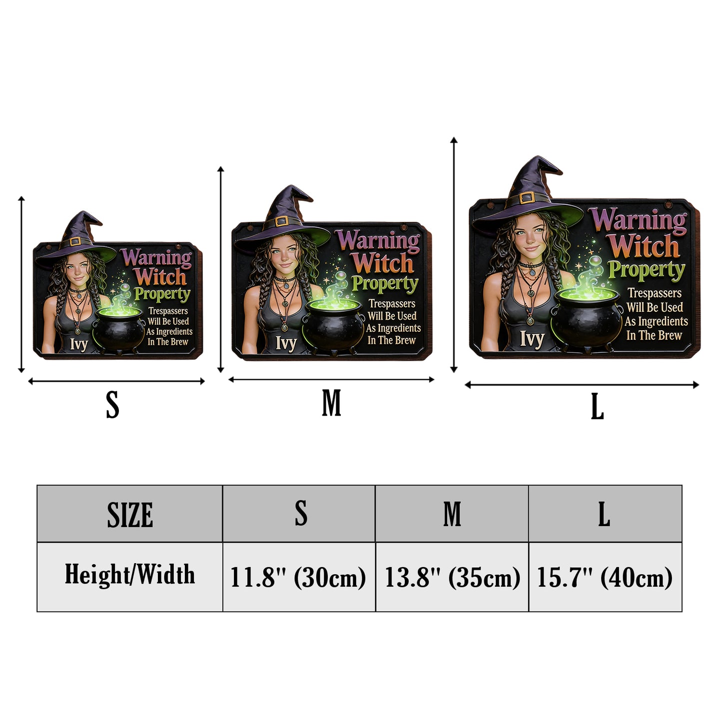 Warning Witch Property - Personalized Witch Wood Sign With Stake