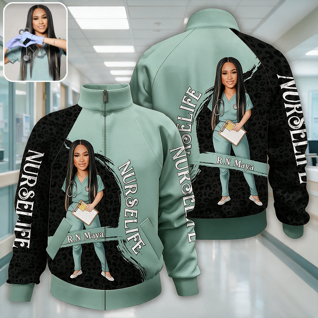 Veste zippée personnalisée pour infirmière - À partir de n'importe quelle photo