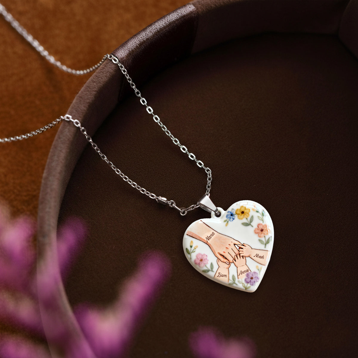 Hold My Hand, Hold My Heart - Personalized Mother Shaped Metal Pendant Necklace