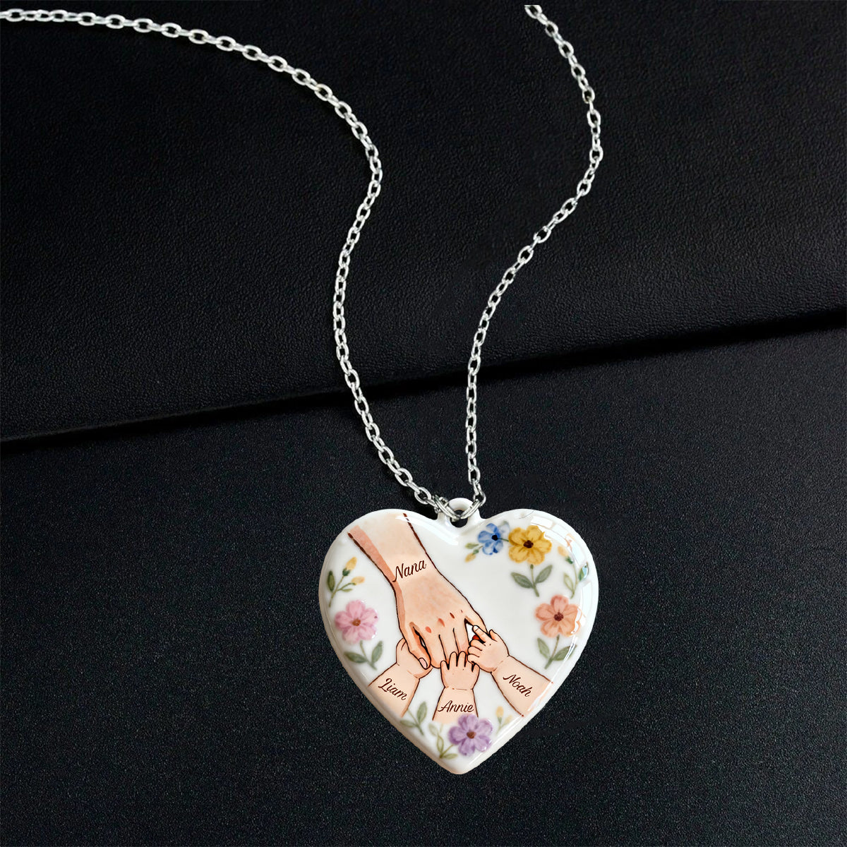 Hold My Hand, Hold My Heart - Personalized Mother Shaped Metal Pendant Necklace