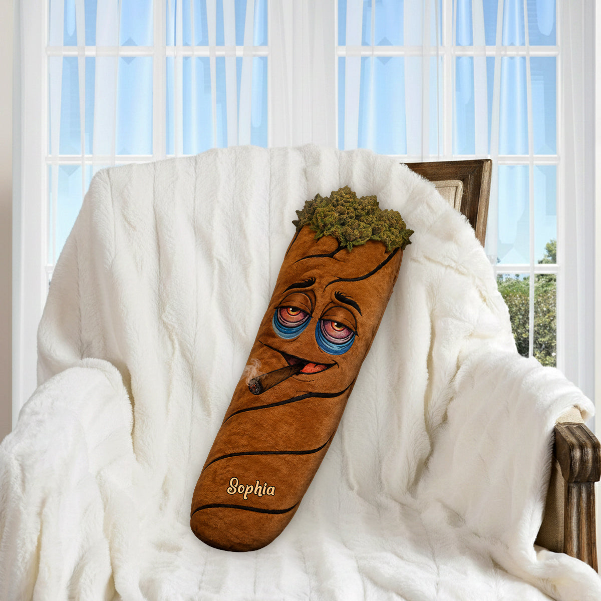 Cadeau Stoner - Coussin en Fourrure Synthétique Personnalisé