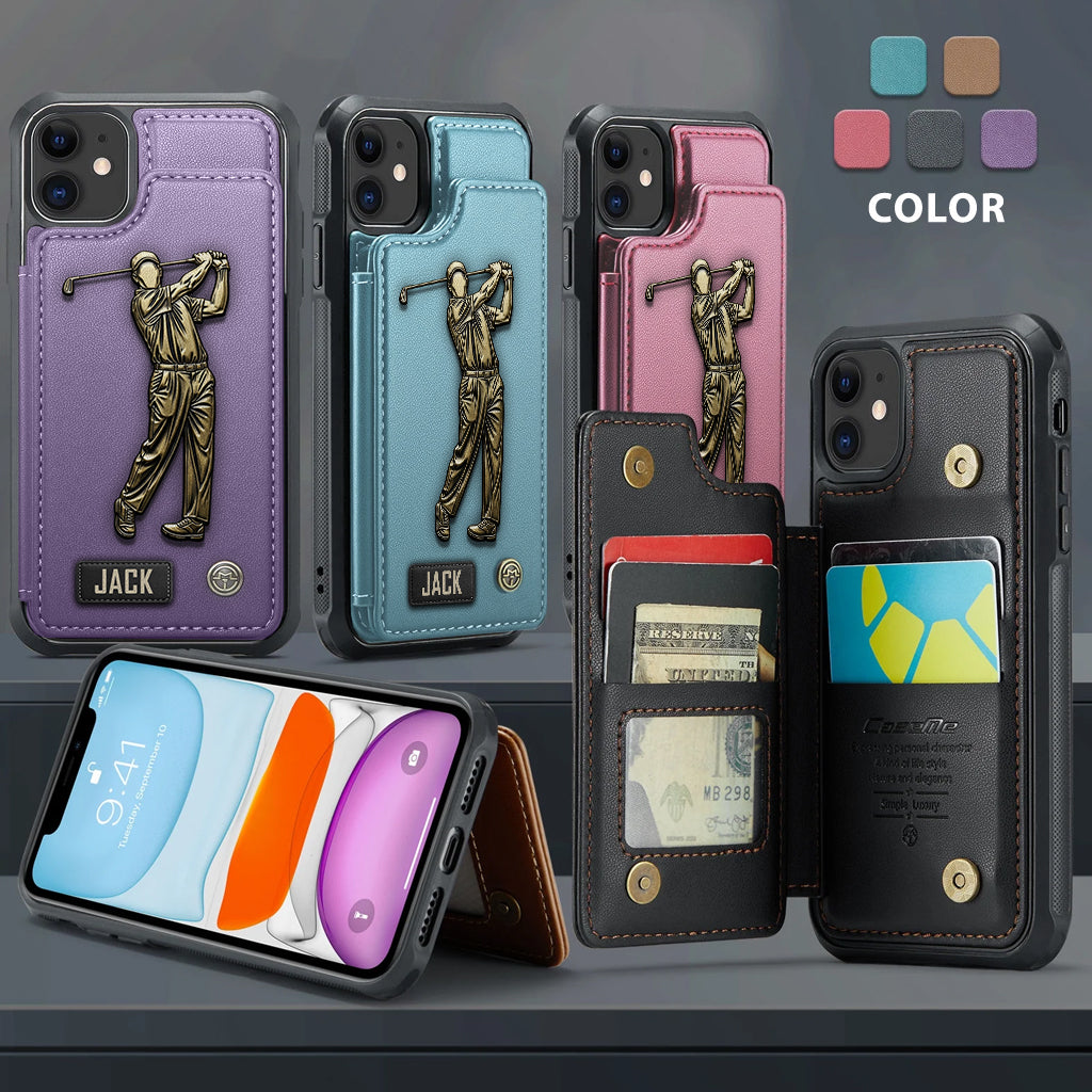 Passionné de golf ? Étui portefeuille personnalisé pour téléphone sur le thème du golf