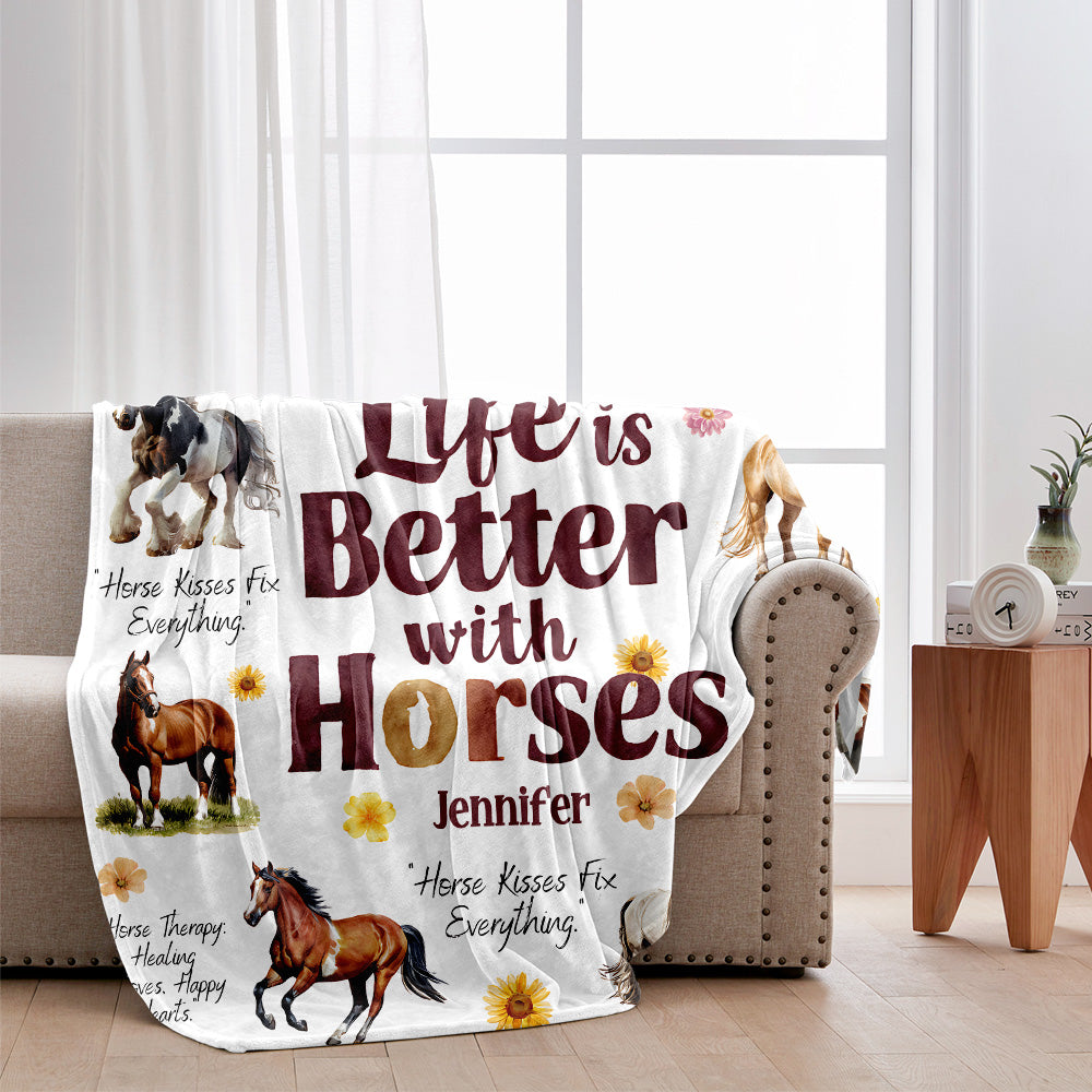 Life Is Better With Horses - Personalized Horse Blanket