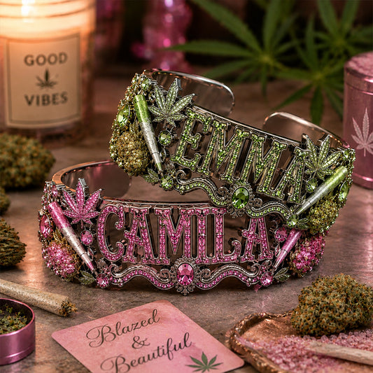 Fille Stoner - Bracelet Personnalisé en Forme de Weed