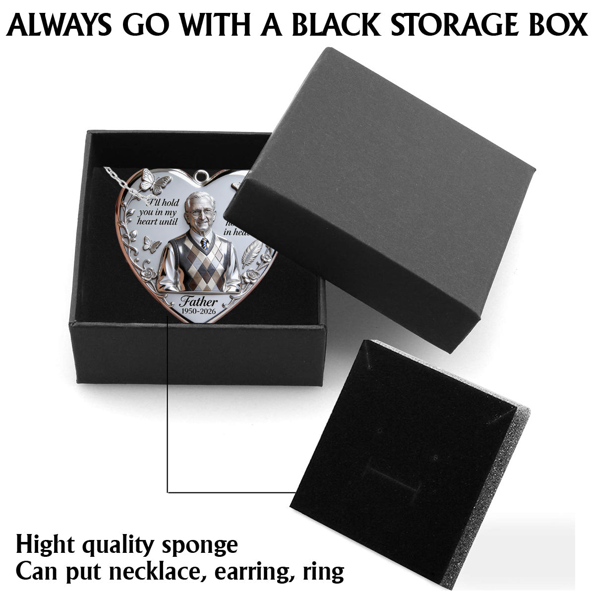 I’ll Hold You In My Heart - Personalized Memorial Shaped Metal Pendant Necklace