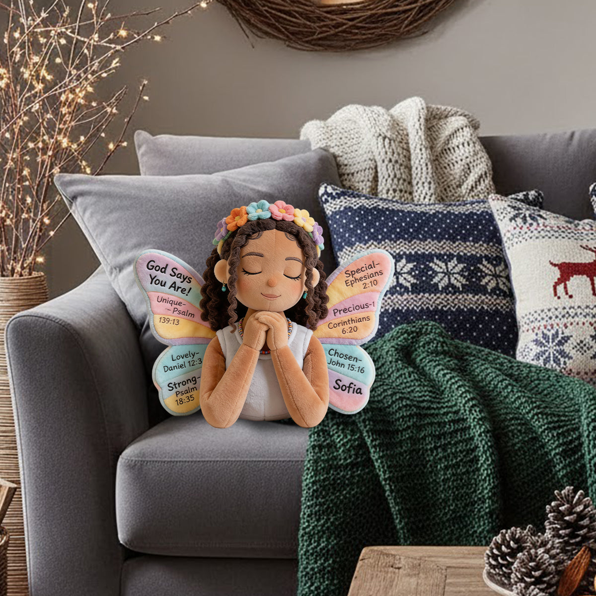 God Says You Are - Personalized African American Faux Fur Shaped Pillow