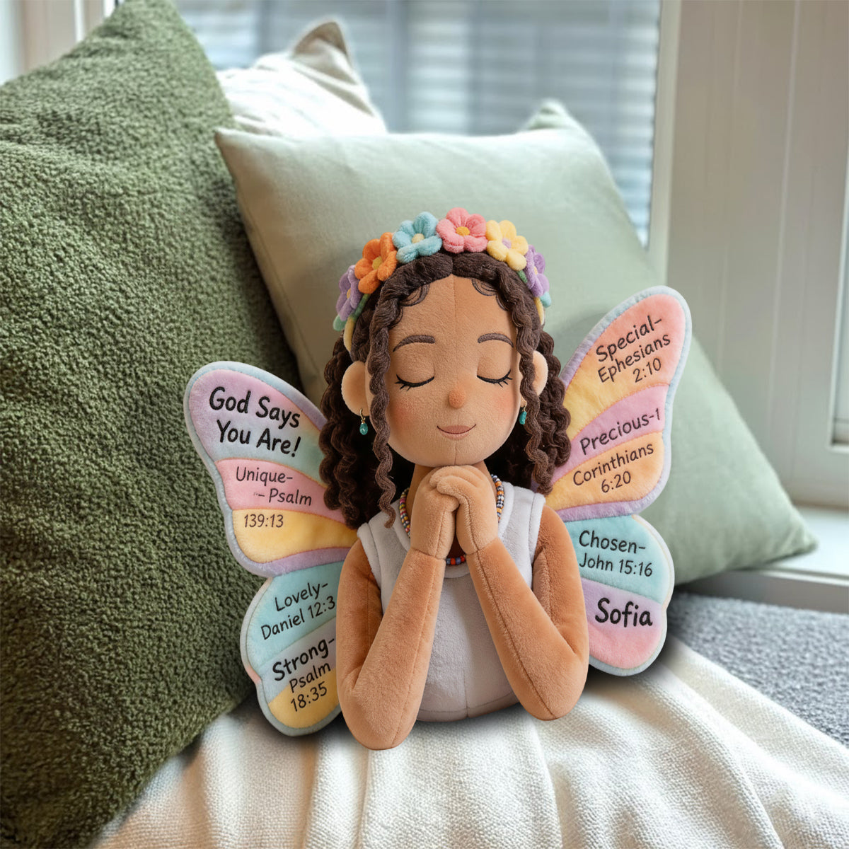 God Says You Are - Personalized African American Faux Fur Shaped Pillow