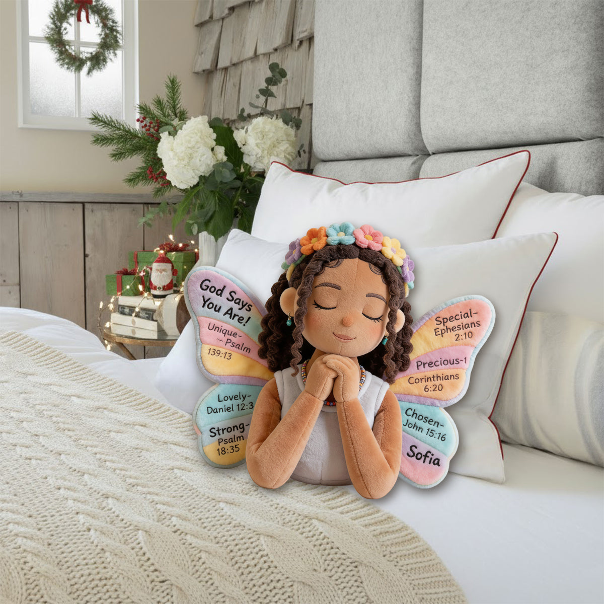 God Says You Are - Personalized African American Faux Fur Shaped Pillow