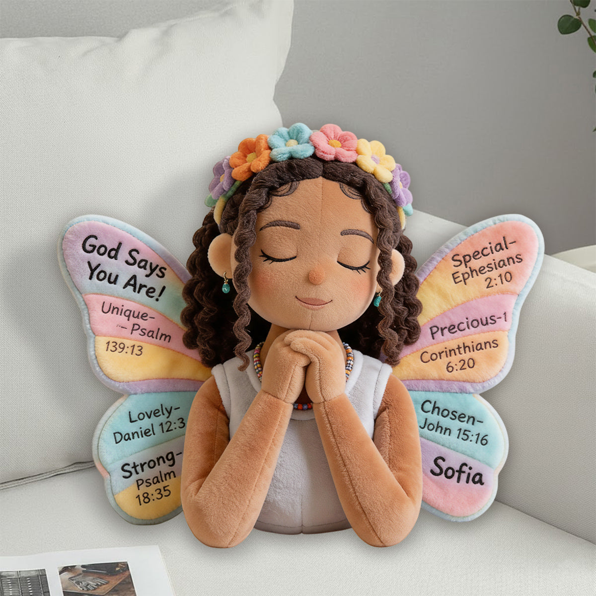 God Says You Are - Personalized African American Faux Fur Shaped Pillow