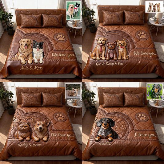 Pet Love - Personalized Dog 4-Piece Quilt Bedding Set