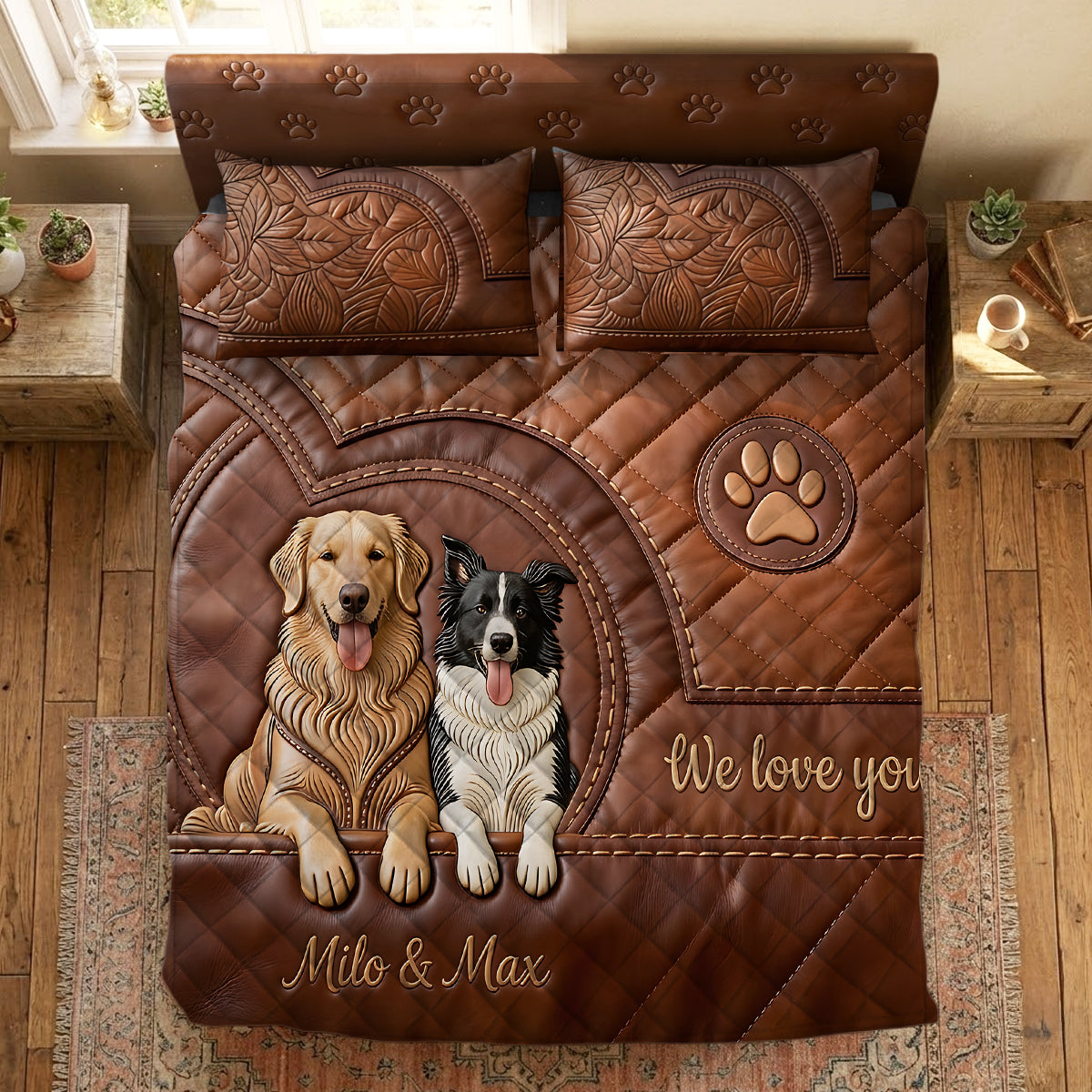Pet Love - Personalized Dog 4-Piece Quilt Bedding Set