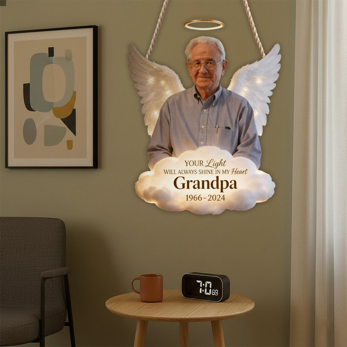 Mémorial Angel - Panneau lumineux LED personnalisé en acrylique