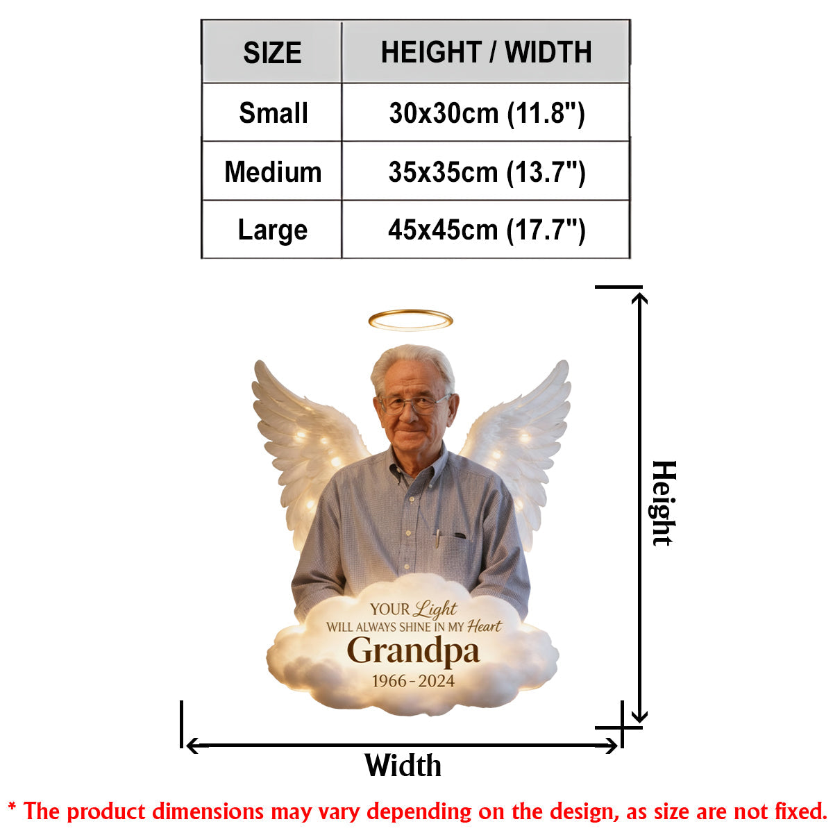 Mémorial Angel - Panneau lumineux LED personnalisé en acrylique