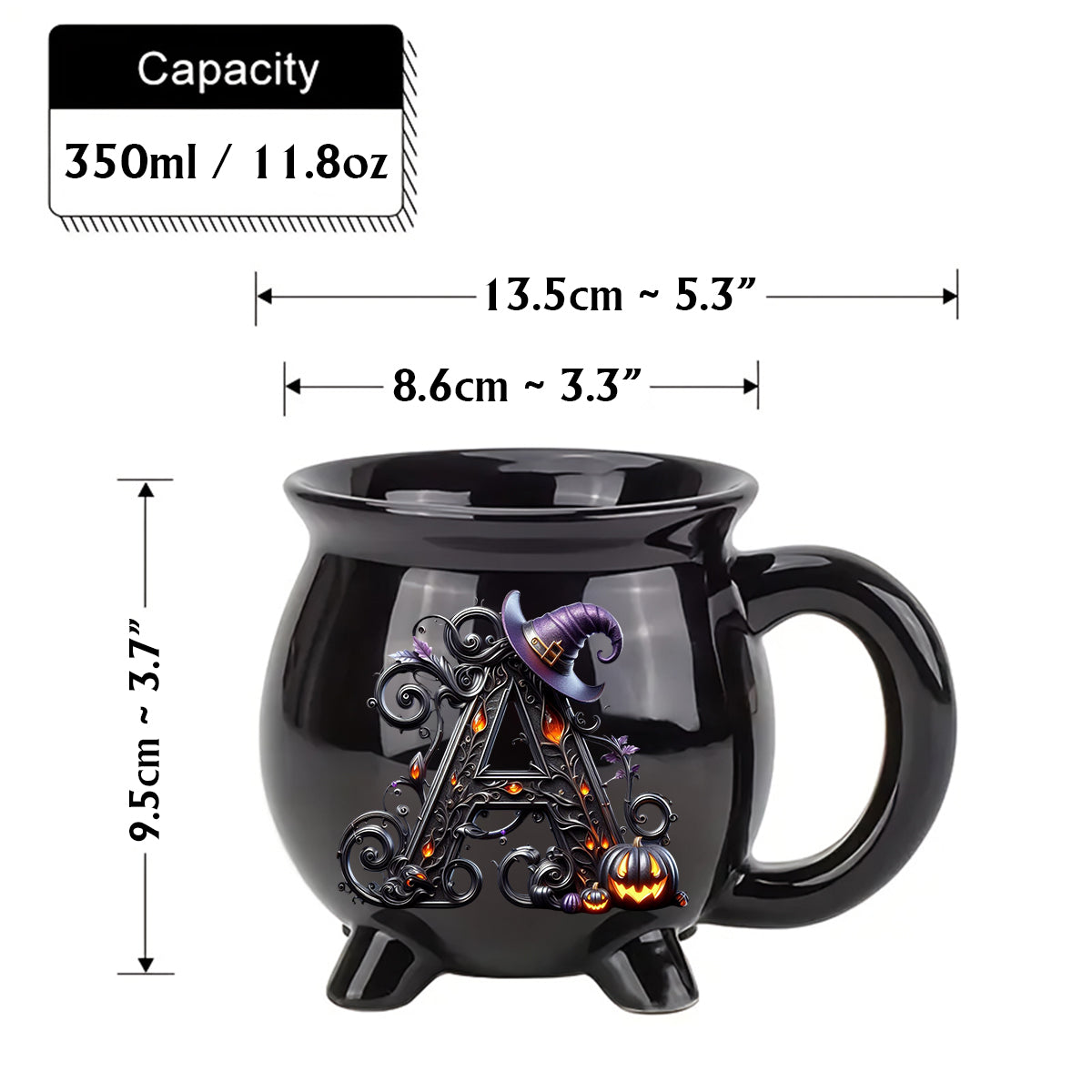 Mug personnalisé avec initiale de sorcière - Mug chaudron de sorcière