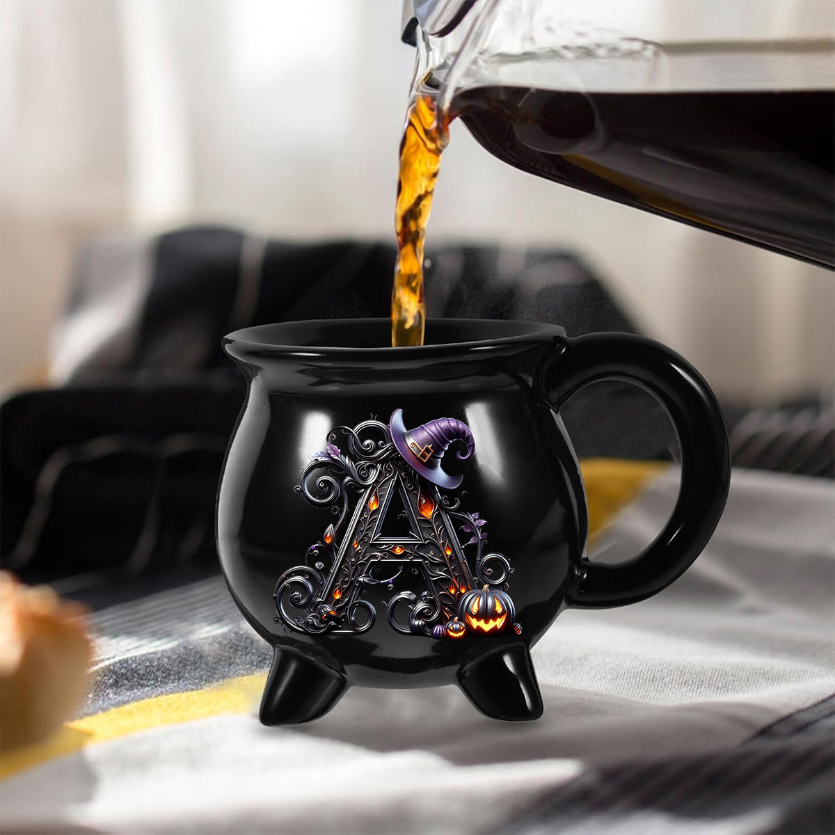 Mug personnalisé avec initiale de sorcière - Mug chaudron de sorcière