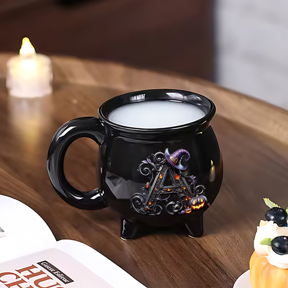 Mug personnalisé avec initiale de sorcière - Mug chaudron de sorcière