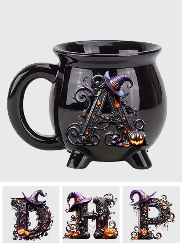 Mug personnalisé avec initiale de sorcière - Mug chaudron de sorcière
