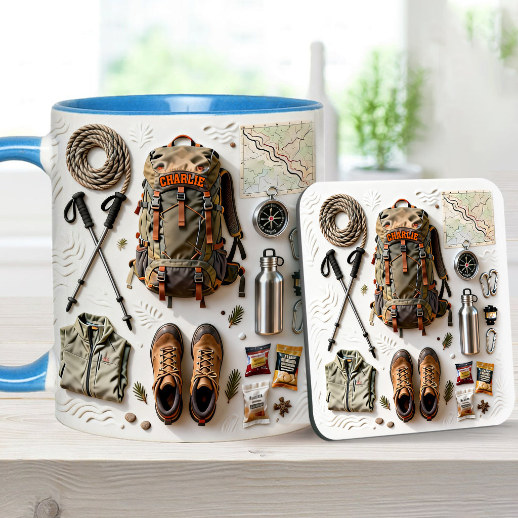 Love Hiking - Personalized Hiking Accent Mug & Coaster
