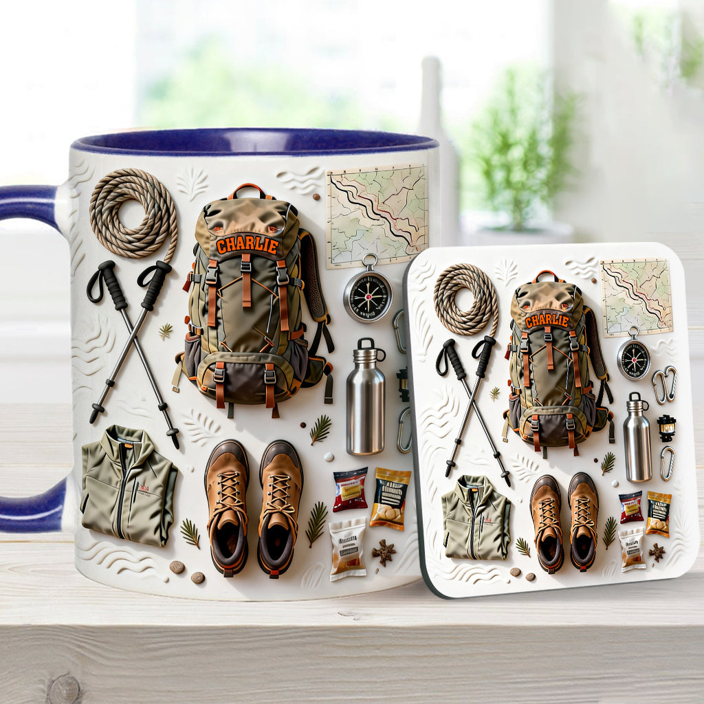Love Hiking - Personalized Hiking Accent Mug & Coaster