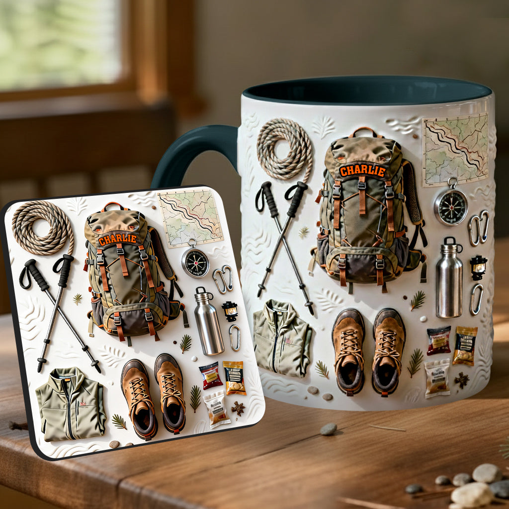Love Hiking - Personalized Hiking Accent Mug & Coaster