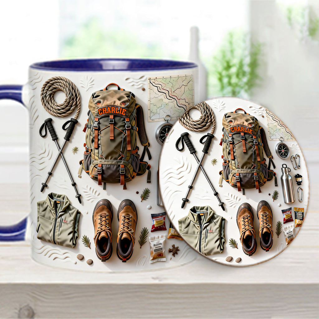 Love Hiking - Personalized Hiking Accent Mug & Coaster