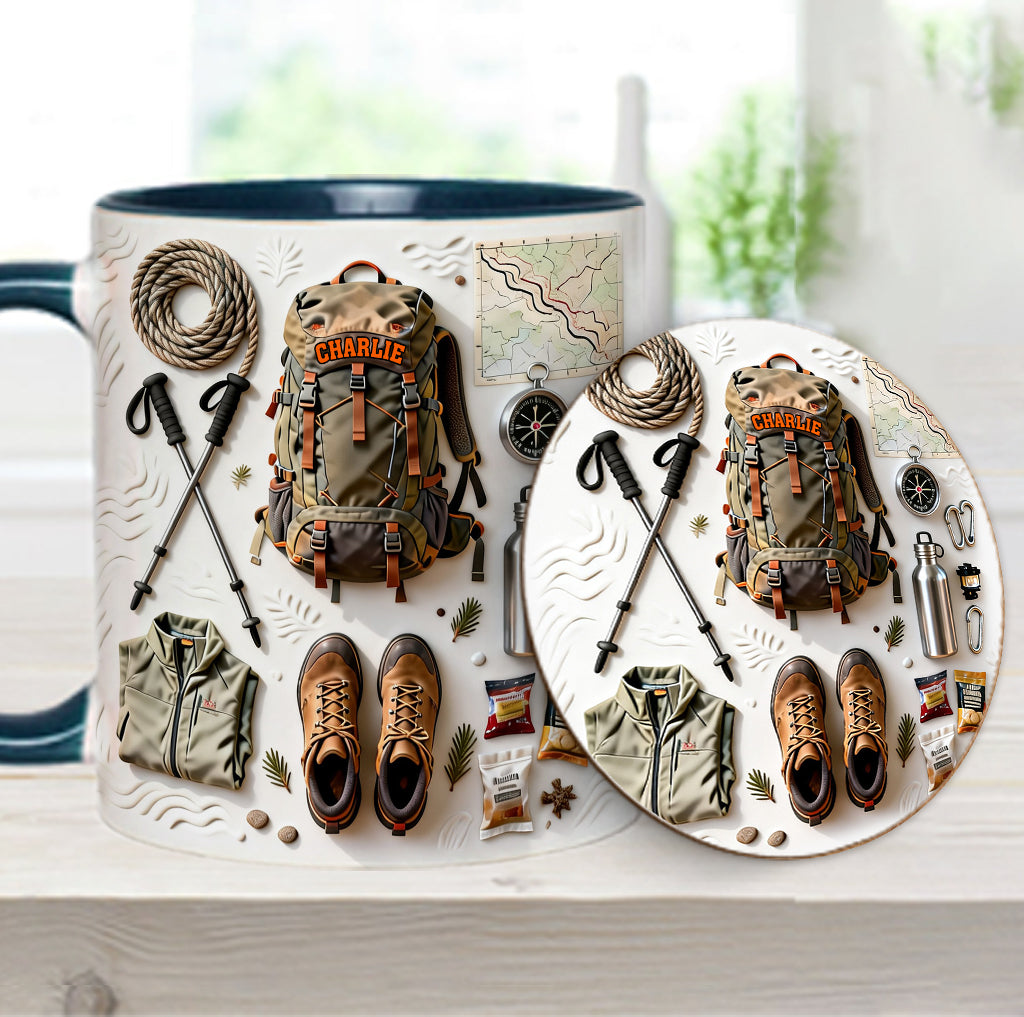 Love Hiking - Personalized Hiking Accent Mug & Coaster