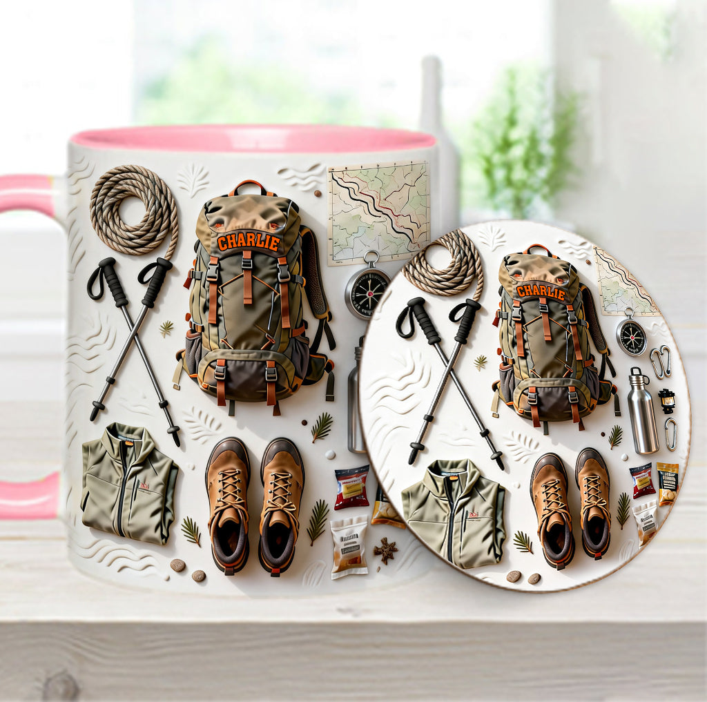 Love Hiking - Personalized Hiking Accent Mug & Coaster